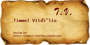 Timmel Vitális névjegykártya